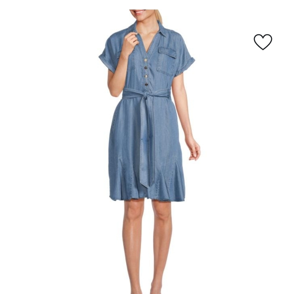 Karl Lagerfeld Belted Chambray Mini Dress, Size 12 NWT